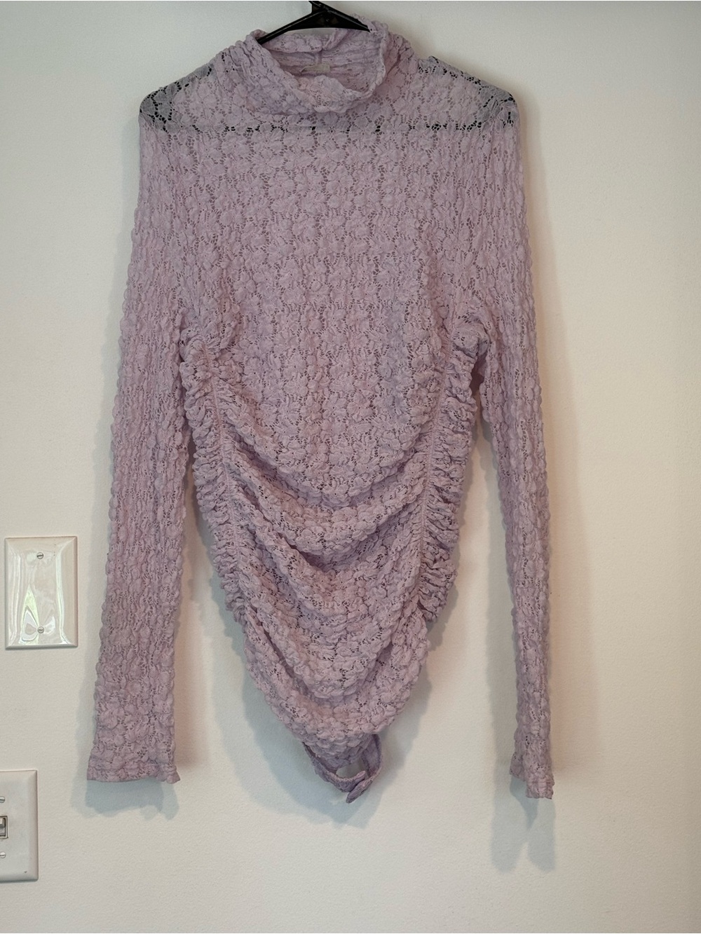 Free People Women's Lavender Lace Long-Sleeve Bodysuit